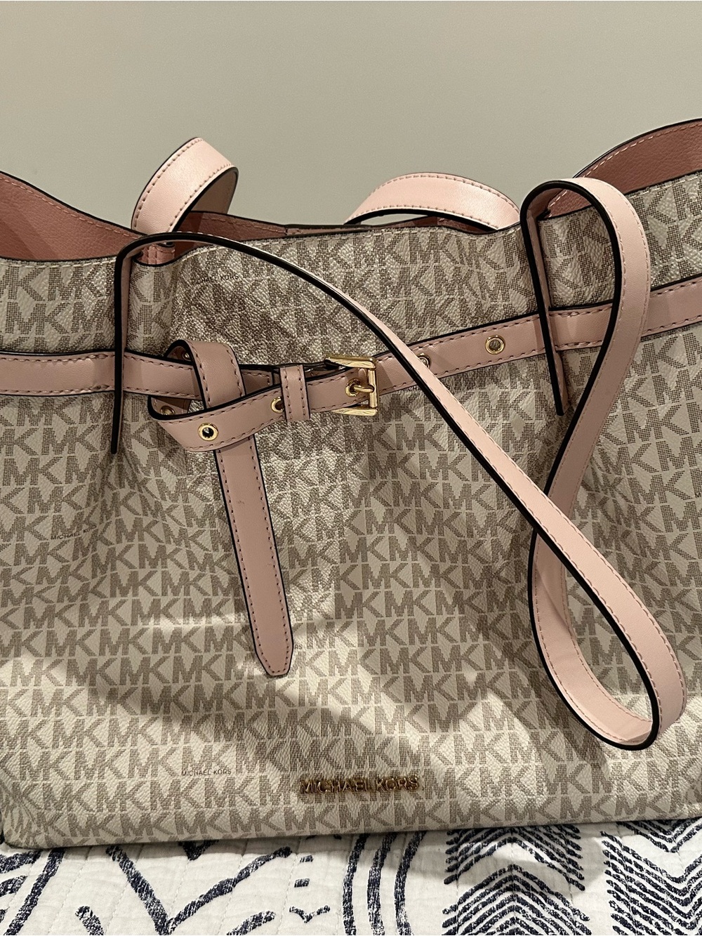 Michael Kors Blush Pink and Beige Logo Tote